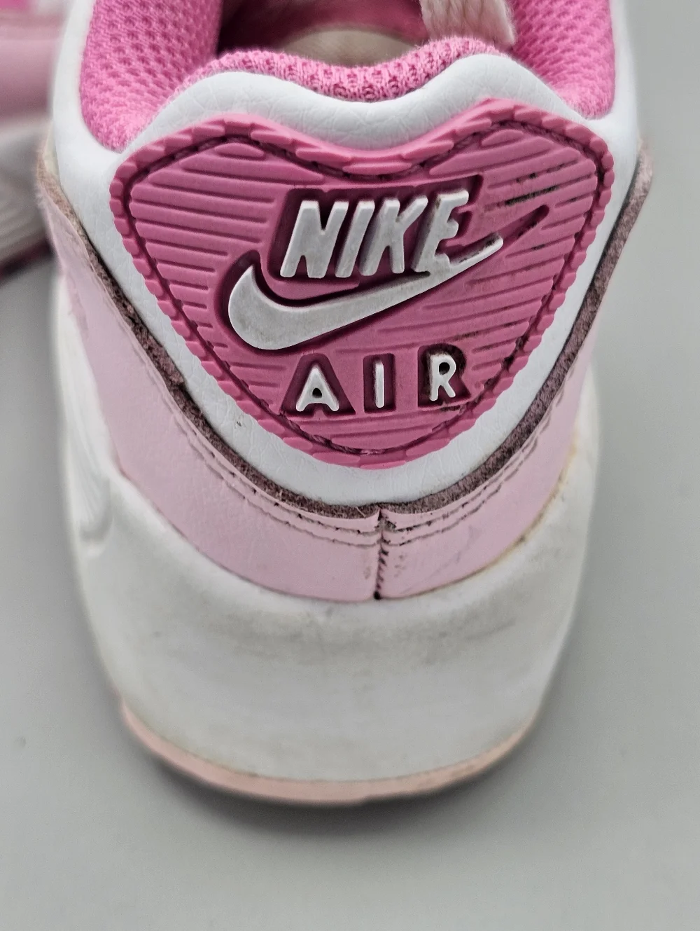 Nike Air Max 90 Girls 12c Shoes Hot Pink Baby White‎ Leather Sneakers Kids Youth